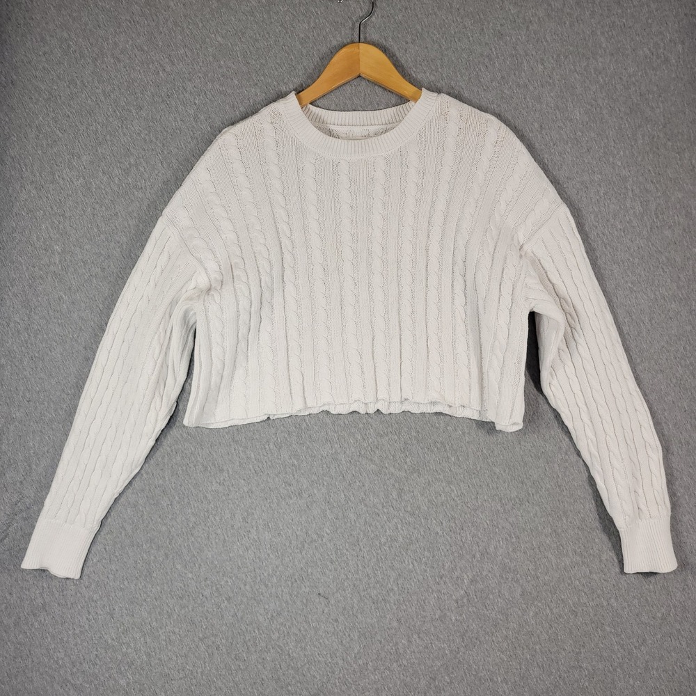 Aerie Crop Cable Knit Sweater Womens XL White Clean Girl Neutral
Coastal Cotton